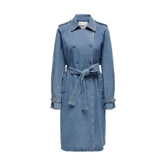 Nur blauer Baumwoll-Trenchcoat