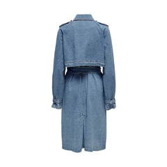Nur blauer Baumwoll-Trenchcoat