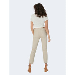 Jean mom en coton beige uniquement