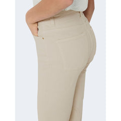Jean mom en coton beige uniquement