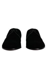 Dolce & Gabbana Schwarze Derby-Schnürschuhe aus Samtleder