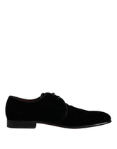 Dolce & Gabbana Schwarze Derby-Schnürschuhe aus Samtleder