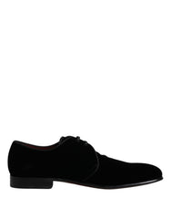 Dolce & Gabbana Schwarze Derby-Schnürschuhe aus Samtleder