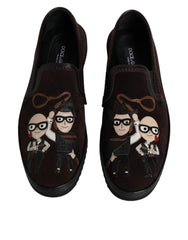 Chaussures plates à enfiler en daim marron Dolce & Gabbana DG Family