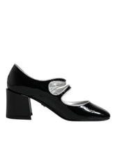 Dolce & Gabbana Mary Jane Pumps aus schwarzem Lackleder mit Kristallverzierungen