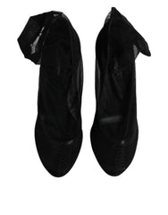 Dolce & Gabbana Schwarze Nylon-Stretch-Mesh-Sockenstiefel