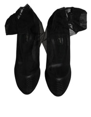 Bottes Dolce & Gabbana noires en nylon résille style chaussettes