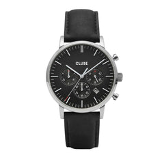 Montre Cluse en cuir noir