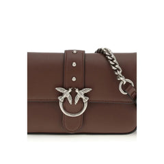 PINKO Brown Calf Leather Bos Taurus Shoulder Bag
