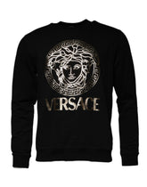 Sweat-shirt Versace noir en polaire à col rond pour homme