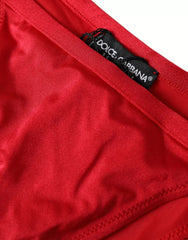 Dolce & Gabbana Rote Nylon-Stretch-Badebekleidung Bikinihose