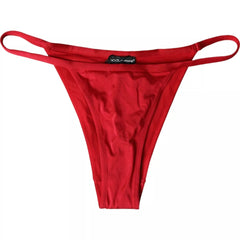 Dolce & Gabbana Rote Nylon-Stretch-Badebekleidung Bikinihose