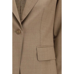 Max Mara Beige Fleece Wool Blazer - IT38 | S