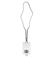 Dolce & Gabbana Geldbörse aus weißem Kalbsleder mit Lanyard und Logo-Kartenhalter
