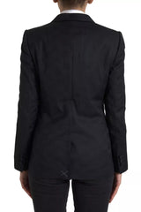 Dolce & Gabbana Schwarzer Langarmmantel Blazer Jacke