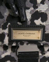 Mehrfarbige Hobo-Umhängetasche aus Jacquard mit Leopardenmuster von Dolce & Gabbana