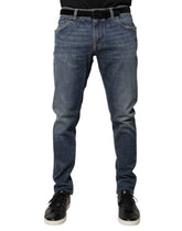 Jean skinny en coton Dolce & Gabbana avec logo bleu