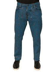 Jean skinny en coton stretch à logo bleu Dolce & Gabbana