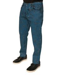 Jean skinny en coton stretch à logo bleu Dolce & Gabbana