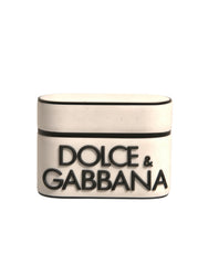 Étui pour AirPods Dolce & Gabbana avec plaque de fixation en PVC blanc ornée du logo en relief