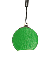 Porte-miroir rond en cuir de veau vert Dolce & Gabbana avec logo