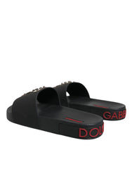 Dolce & Gabbana Schwarze Leder-Sandalen, Strandschuhe