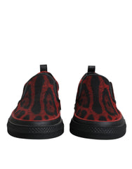 Baskets basses Dolce & Gabbana pour homme, en coton, motif léopard rouge et noir