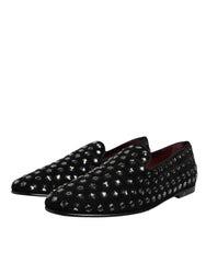 Dolce & Gabbana Schwarze Loafer mit Kristallverzierungen