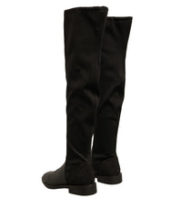 MY TWIN Schwarze Wildleder-Ballerinas, hohe Stiefel