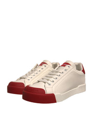 Dolce & Gabbana Sneakers in Pelle Bianca con Logo Portofino