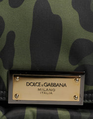 Sac bandoulière Dolce & Gabbana en nylon vert imprimé léopard