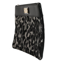 Dolce & Gabbana Mehrfarbige Leoparden-Jacquard-Logo-Plakette Herren-Beuteltasche