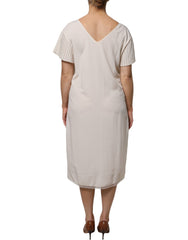 Robe midi Peserico blanc cassé à manches courtes et col en V