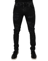 Jean skinny en coton noir déchiré Dolce & Gabbana pour homme