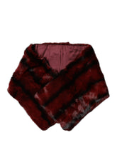 Dolce & Gabbana Châle en fourrure à rayures noires et rouges, écharpe tour de cou