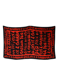 Serviette de plage en coton Dolce & Gabbana à logo noir et rouge
