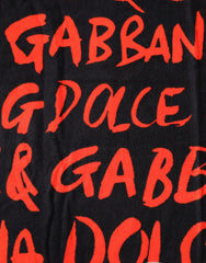 Serviette de plage en coton Dolce & Gabbana à logo noir et rouge