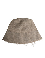Dolce & Gabbana Beige Leinen-Bucket-Hüte mit breiter Krempe