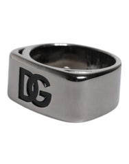 Dolce & Gabbana Bague en laiton argenté avec logo Anello DG