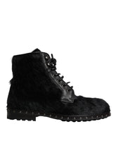 Bottes mi-mollet Dolce & Gabbana en cuir noir style poney