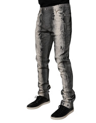 Jean skinny en coton gris tie-dye Dolce & Gabbana pour homme