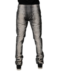 Jean skinny en coton gris tie-dye Dolce & Gabbana pour homme