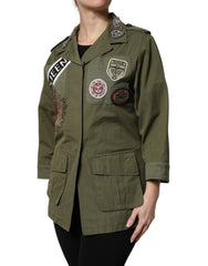 Manteau orné Dolce & Gabbana vert militaire Queen