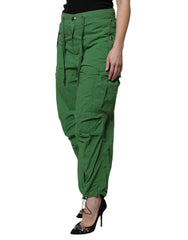 Dolce & Gabbana Grüne Baumwoll-Cargohose mit hohem Bund
