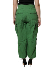 Dolce & Gabbana Grüne Baumwoll-Cargohose mit hohem Bund