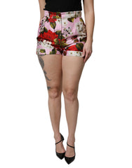 Short court taille haute à imprimé floral rose Dolce & Gabbana