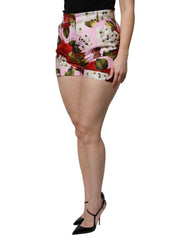 Short court taille haute à imprimé floral rose Dolce & Gabbana