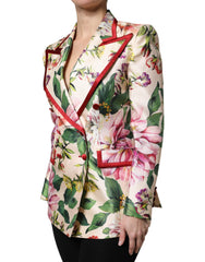 Dolce & Gabbana Mehrfarbige, zweireihige Jacke mit Blumenmuster