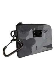 Dolce & Gabbana Schlüsselanhänger-Etui mit Logo-Plakette in Schwarz-Grau-Camouflage