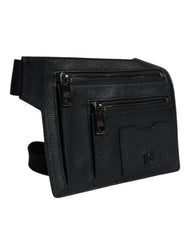 Dolce & Gabbana Messenger-Umhängetasche aus schwarzem Kalbsleder